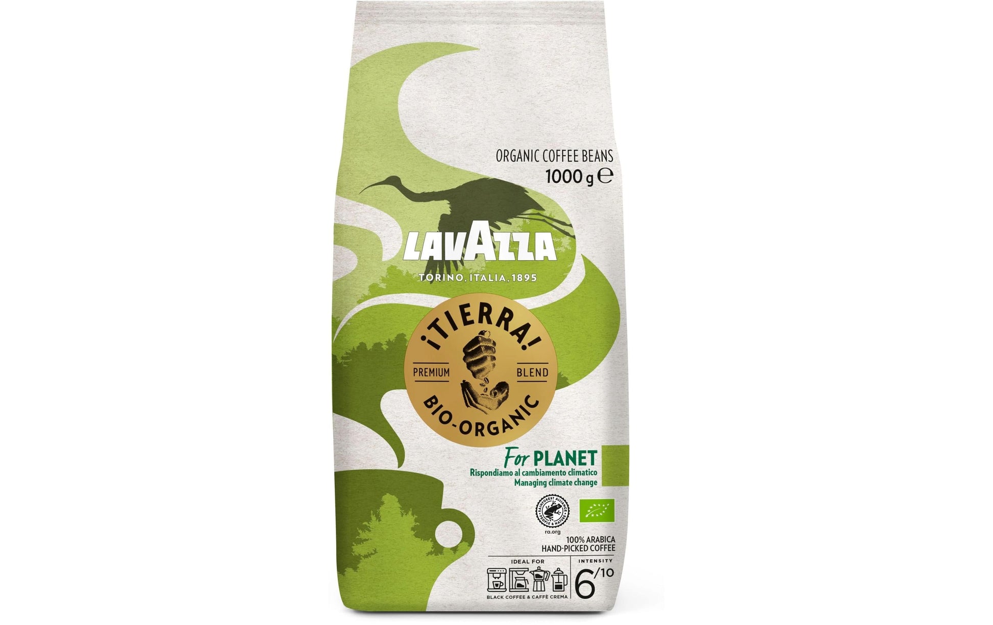 Lavazza Tierra Kaffeebohnen – 1 kg – Mittlere Röstung – Intensität 6 – Bio