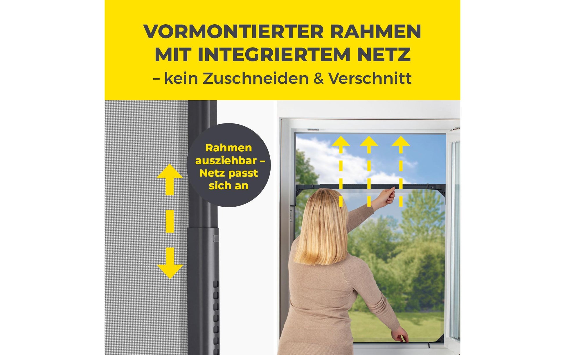 EASYmaxx Fenster-Fliegengitter – 73–120 × 83–140 cm – Anthrazit – Nylon – Aluminium-Rahmen