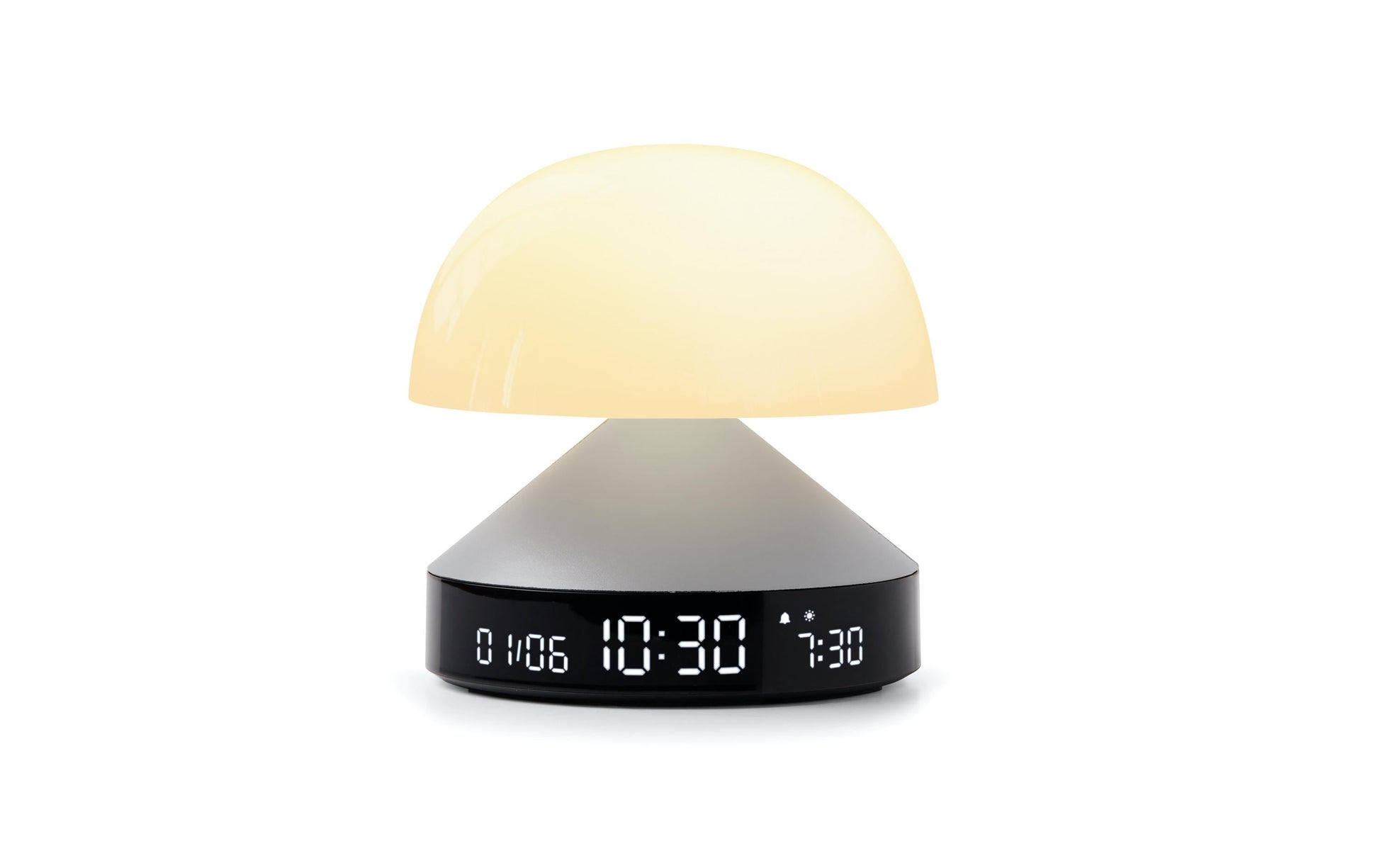 Lexon Lichtwecker Mina Sunrise – digital – 11 × 11 cm, Aluminium, USB, 5 Wecktöne
