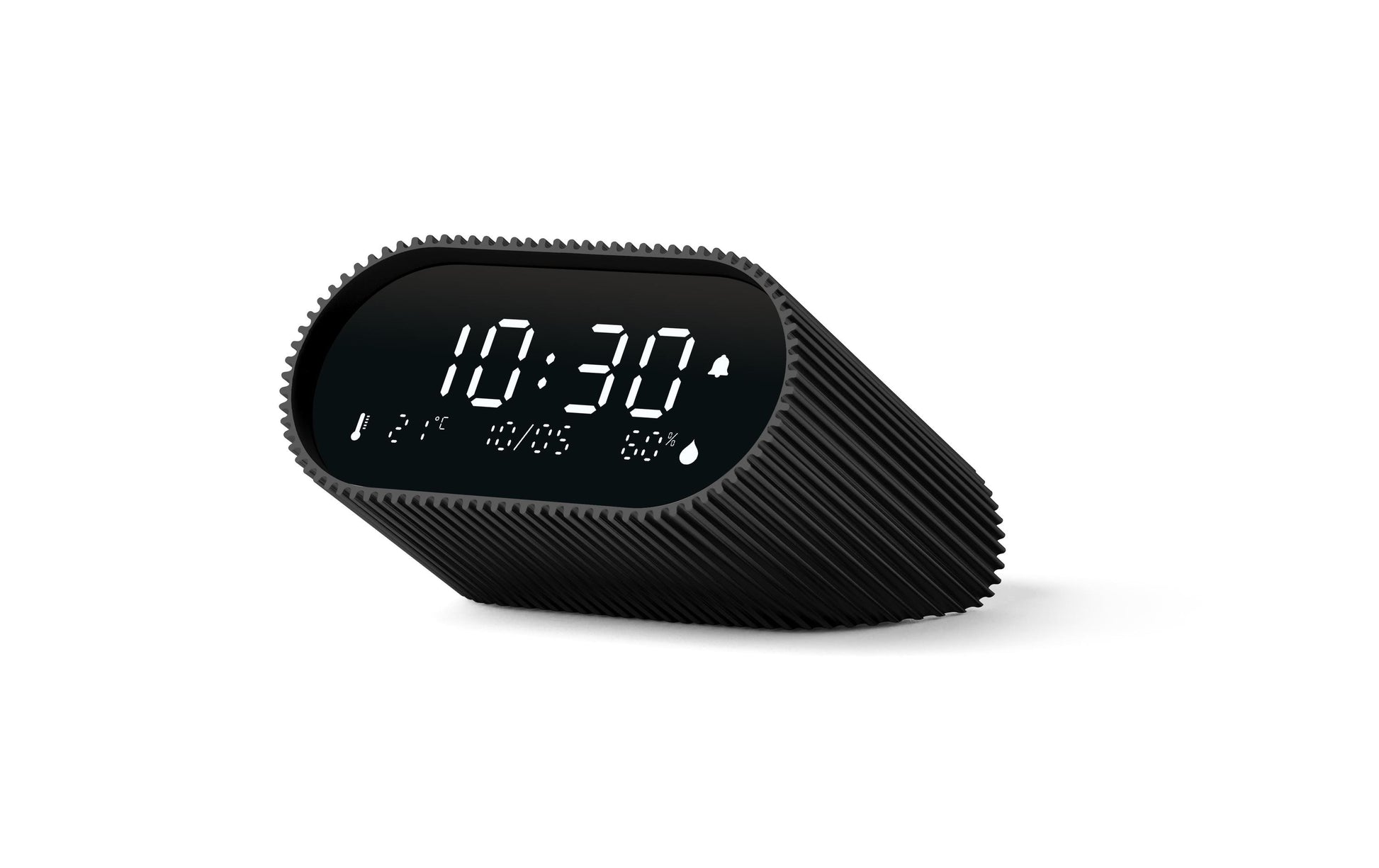 LEXON Wecker Ray – digital, schwarz matt, Aluminium, Schlummerfunktion, Thermometer