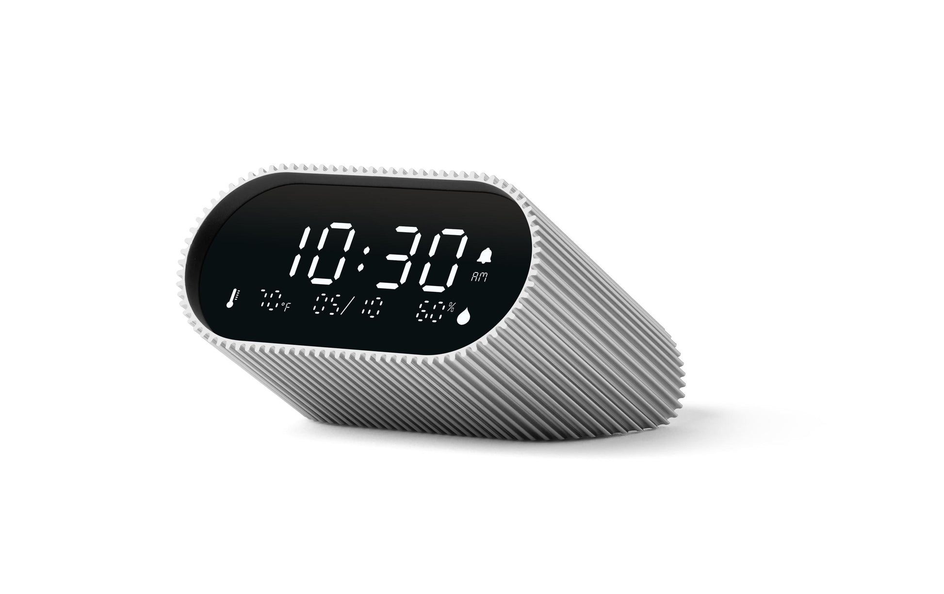 LEXON Wecker Ray – digital – silber, Aluminium, Schlummerfunktion, Thermometer