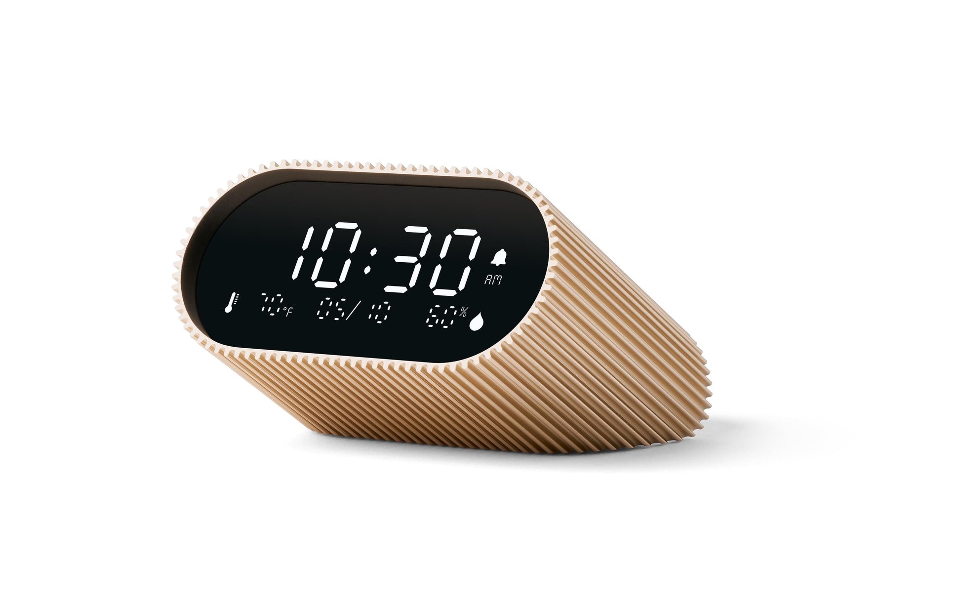 LEXON Wecker Ray Clock – digital – 9,0 × 7,4 × 4,4 cm, gold, Aluminium, Schlummerfunktion, Thermometer