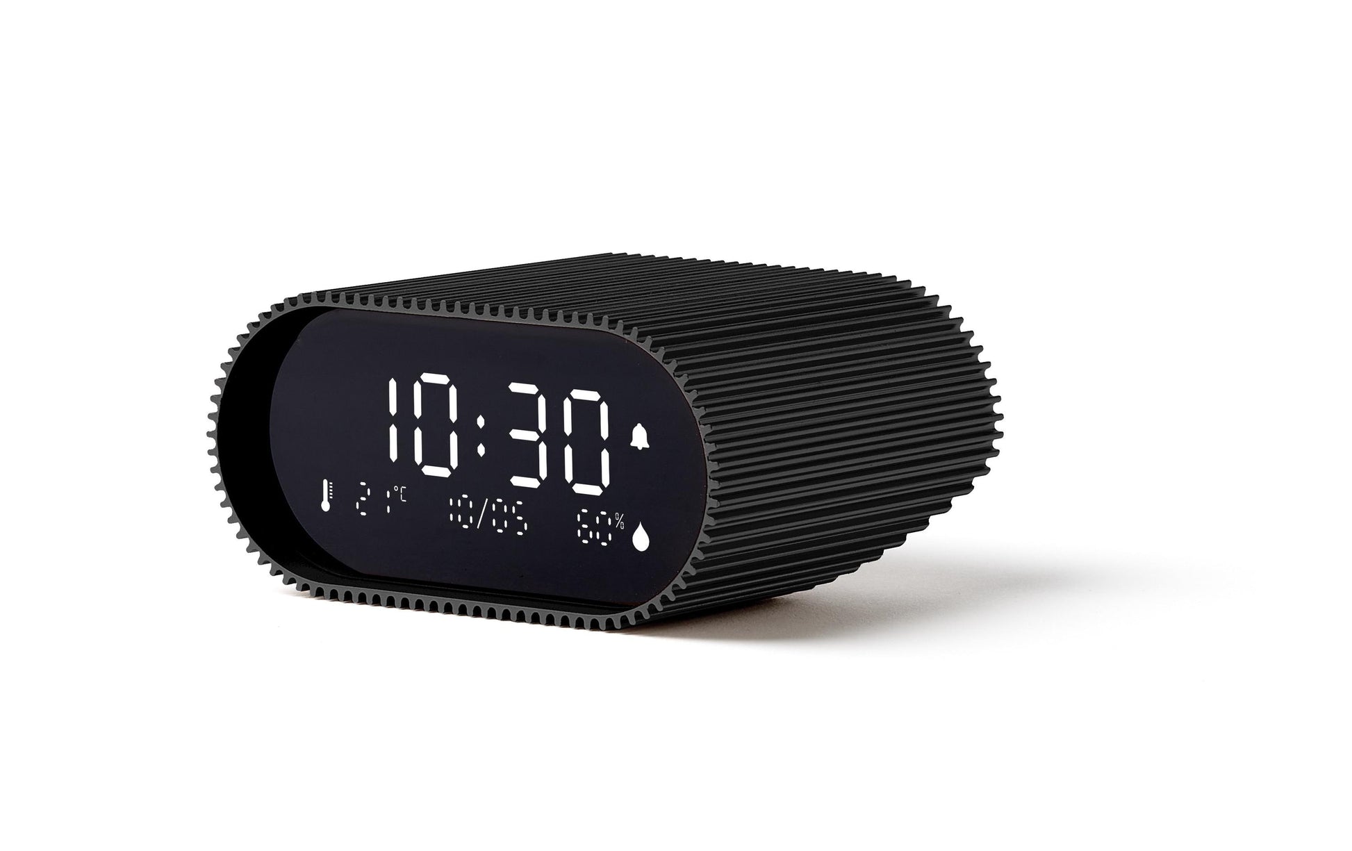 LEXON Wecker Ray – digital, schwarz matt, Aluminium, Schlummerfunktion, Thermometer