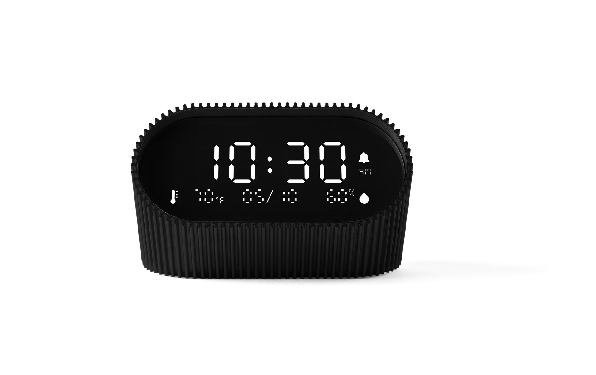 LEXON Wecker Ray – digital, schwarz matt, Aluminium, Schlummerfunktion, Thermometer