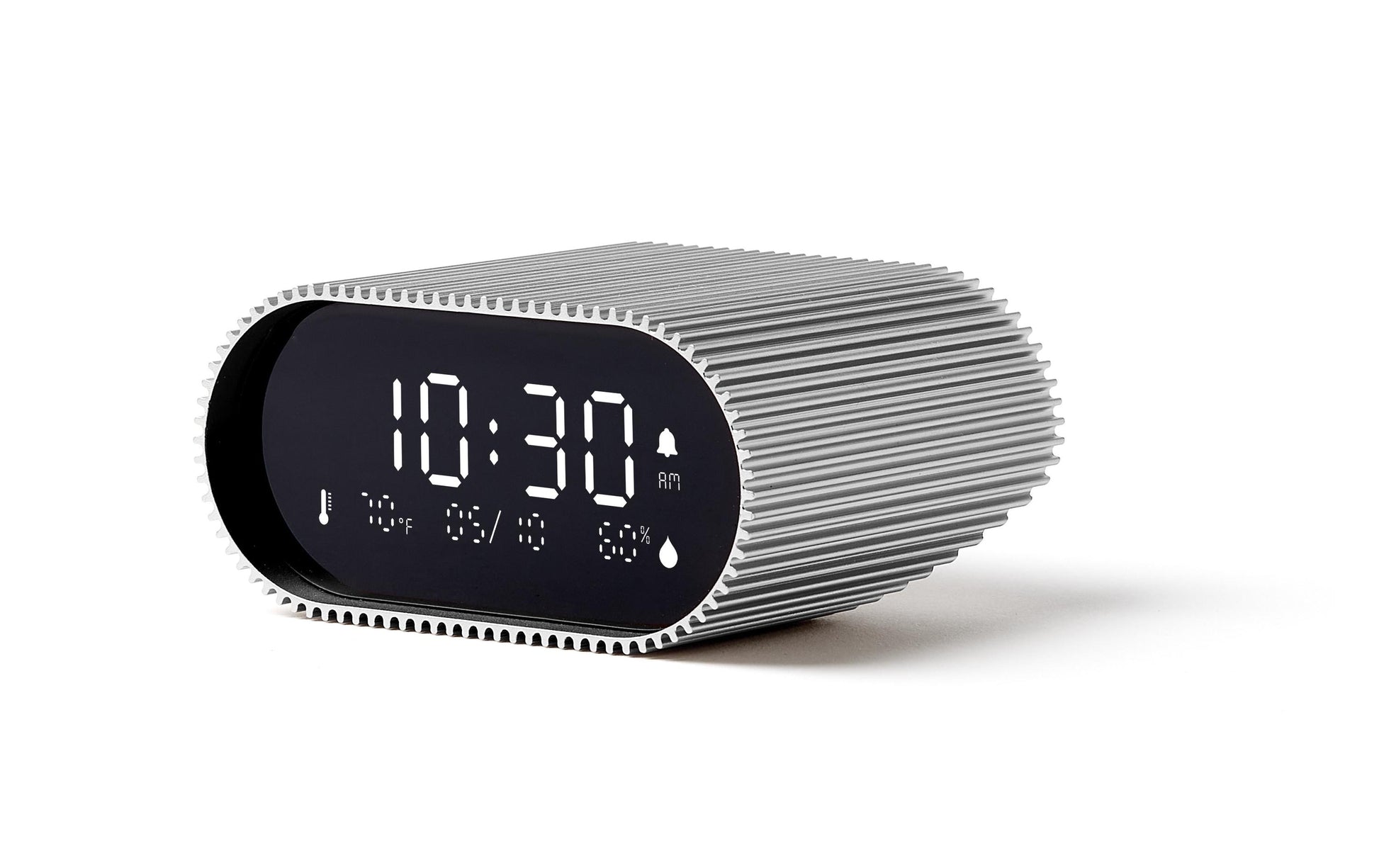 LEXON Wecker Ray – digital – silber, Aluminium, Schlummerfunktion, Thermometer