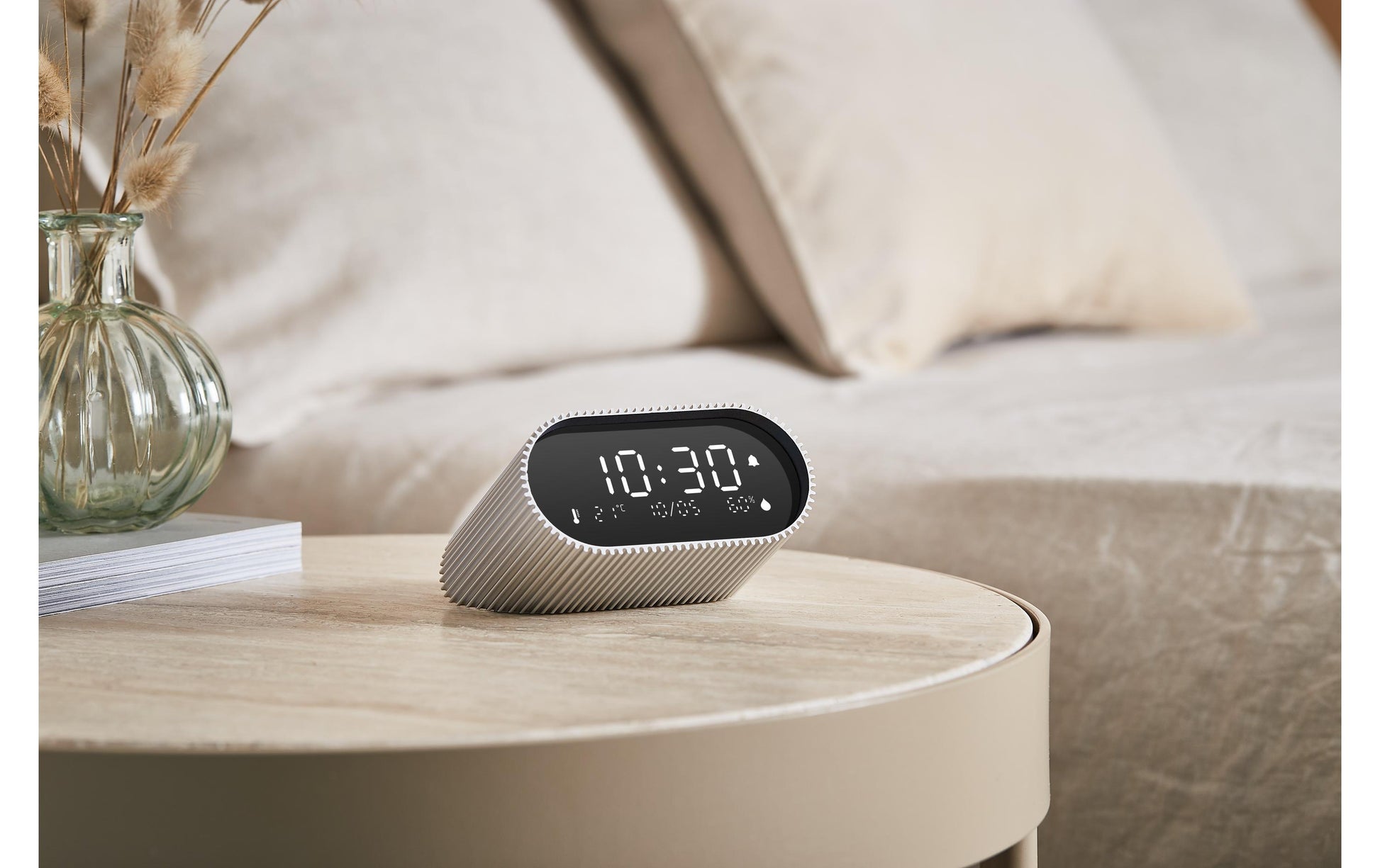 LEXON Wecker Ray – digital – silber, Aluminium, Schlummerfunktion, Thermometer