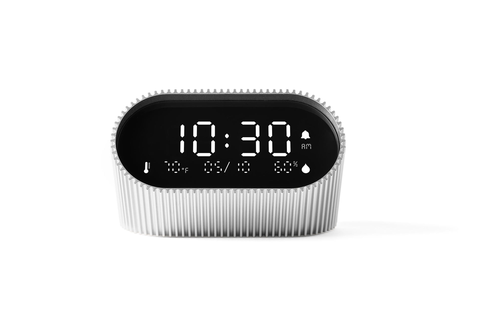LEXON Wecker Ray – digital – silber, Aluminium, Schlummerfunktion, Thermometer