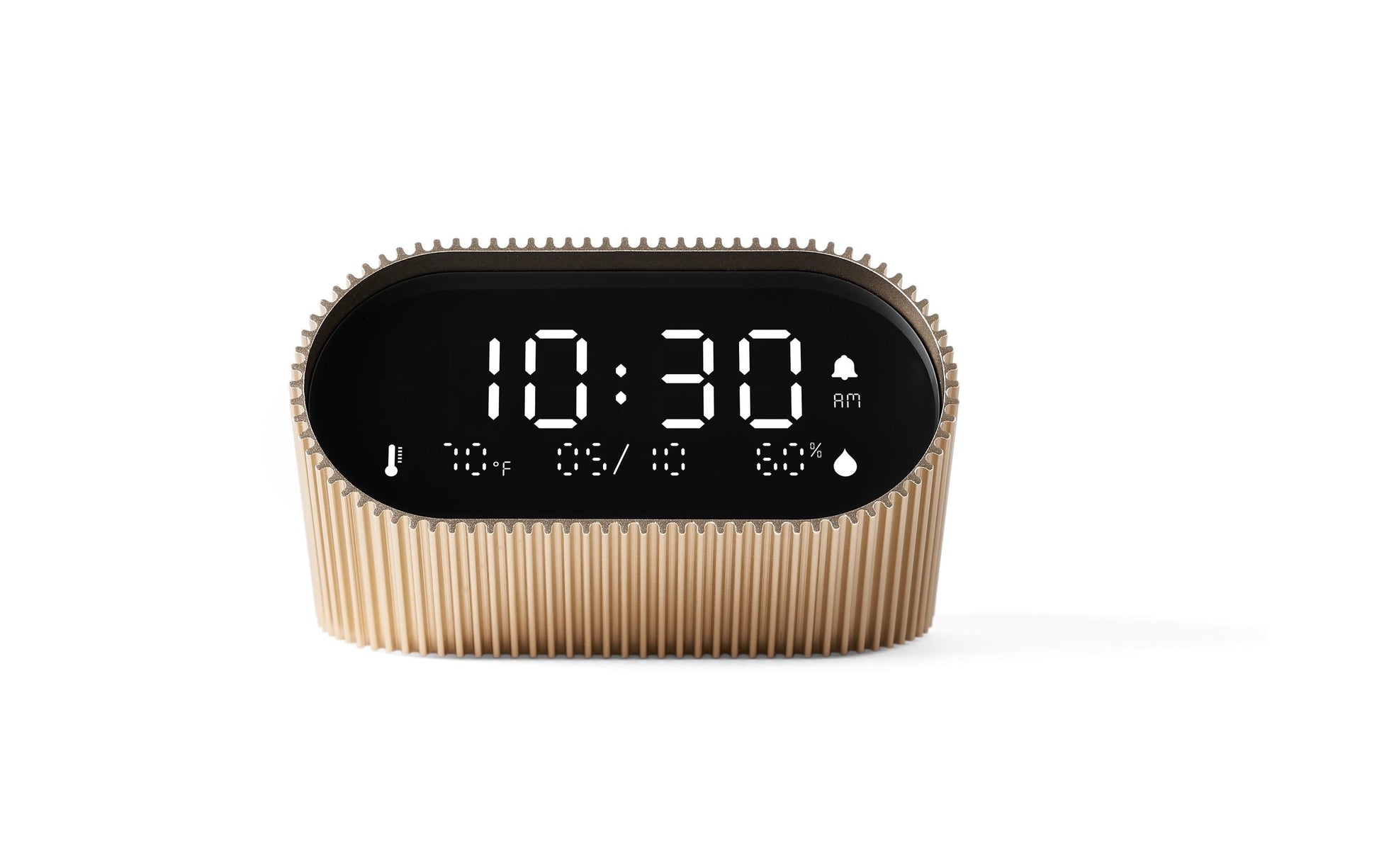 LEXON Wecker Ray Clock – digital – 9,0 × 7,4 × 4,4 cm, gold, Aluminium, Schlummerfunktion, Thermometer