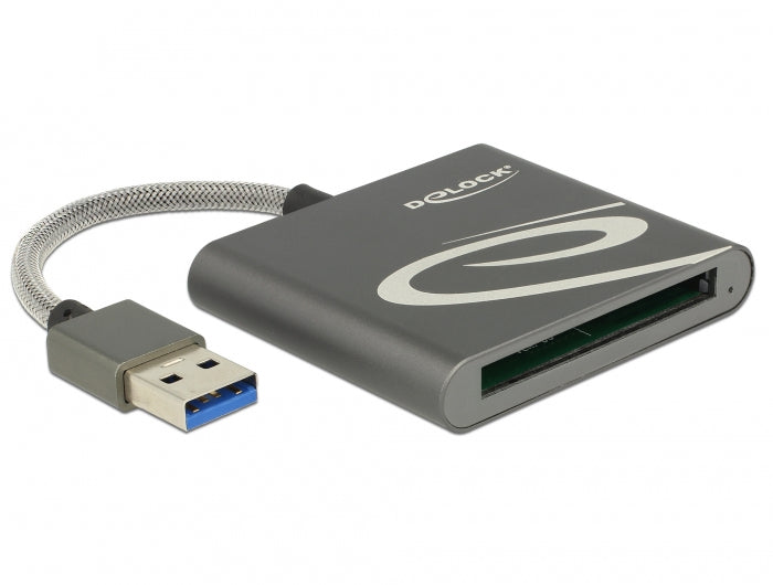 DeLOCK USB-Kartenleser USB 3.2 Gen 1 (5 Gbit/s) – CFast 2.0, XQD – 0,8 m – Aluminiumgehäuse – Grau