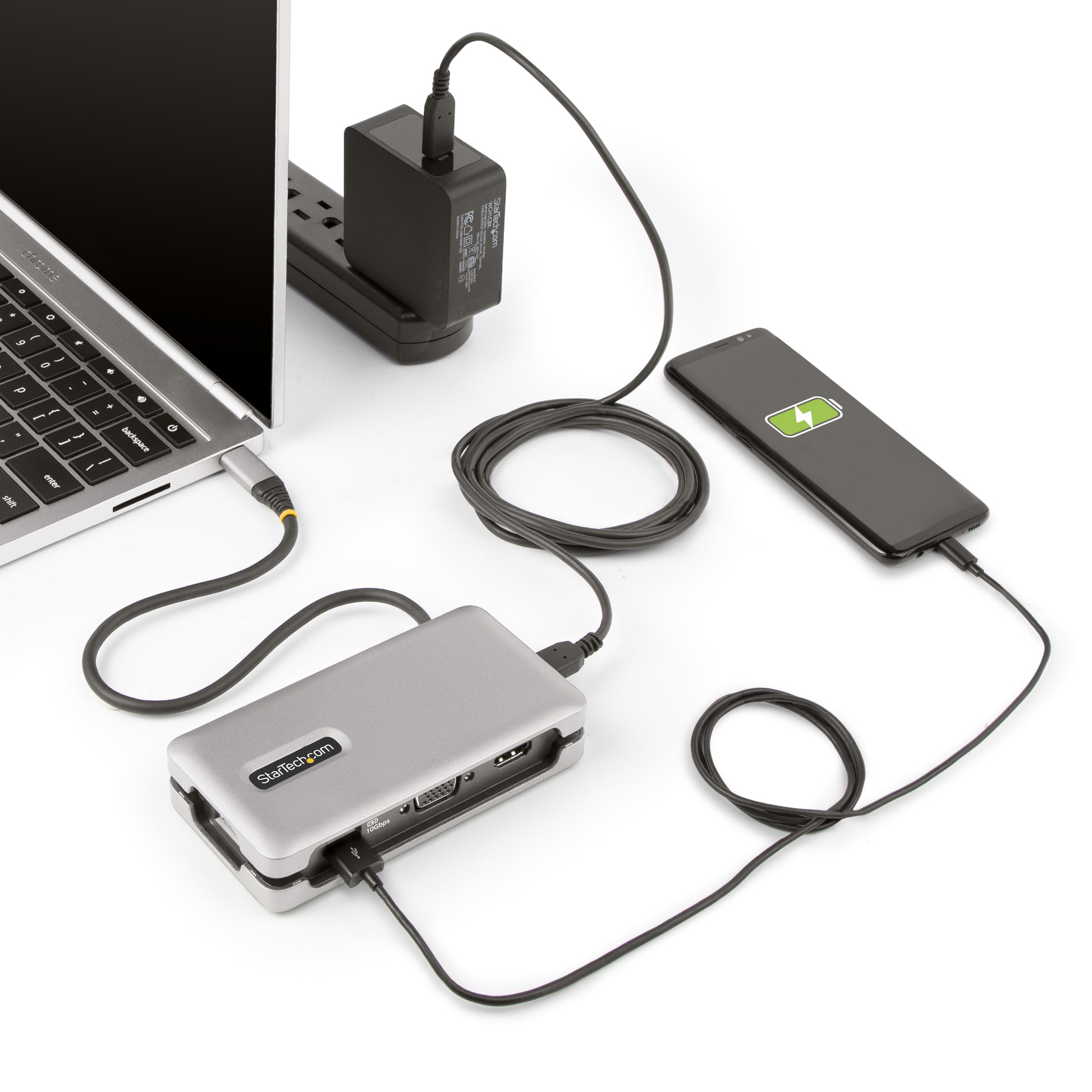 StarTech.com Multiport-Adapter – USB-C, 1× HDMI, 1× VGA, 2× USB-A, 100 W PD, GbE, für Windows/Mac/ChromeOS
