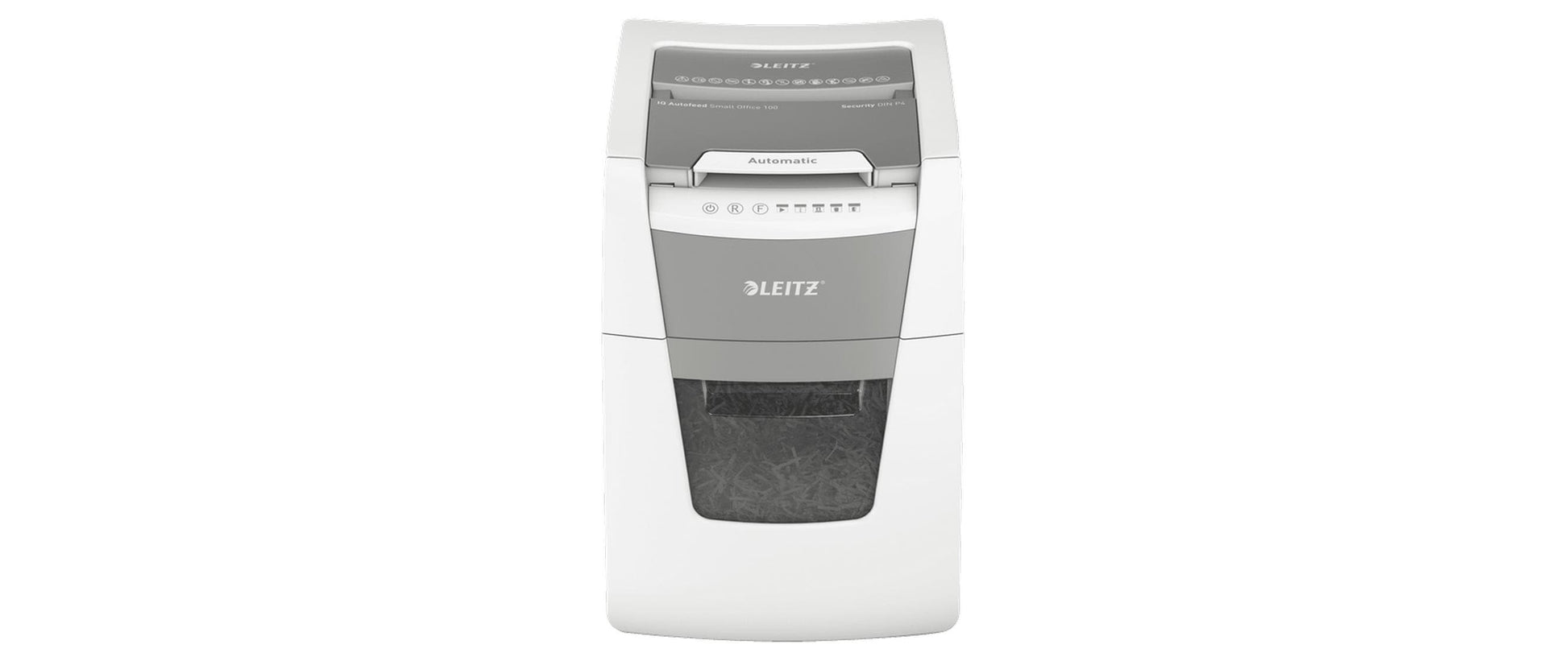 Leitz bürogeräte Leitz IQ Autofeed Office100 – Aktenvernichter mit Autofeed 100 Blatt, DIN P-4, Partikelschnitt 4 × 28 mm, 34 l