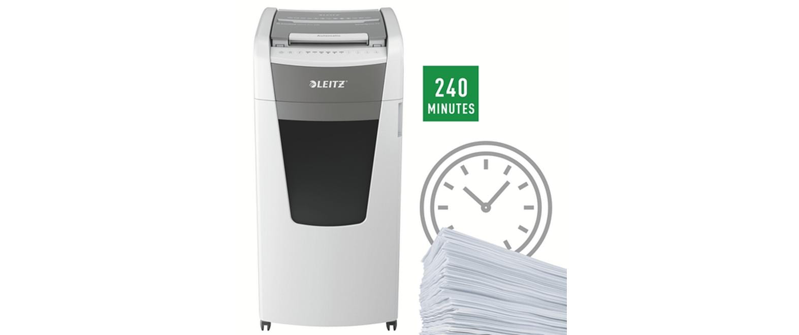 Leitz bürogeräte Leitz IQ Autofeed Office600 – Aktenvernichter mit Autofeed 600 Blatt, DIN P-4, Partikelschnitt 4 × 30 mm, 110