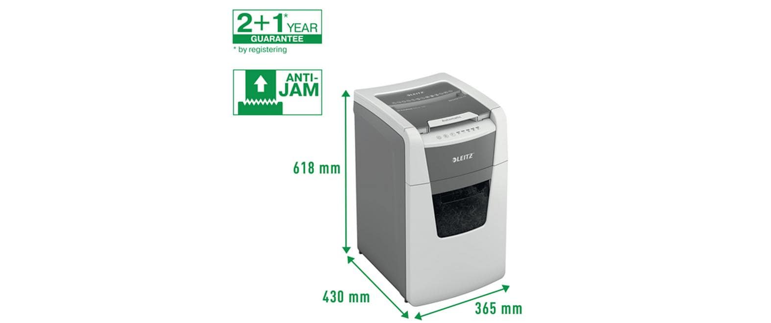 Leitz bürogeräte Leitz IQ Autofeed Office150 – Aktenvernichter mit Autofeed 150 Blatt, DIN P-5, Mikroschnitt 2 × 15 mm, 44 l