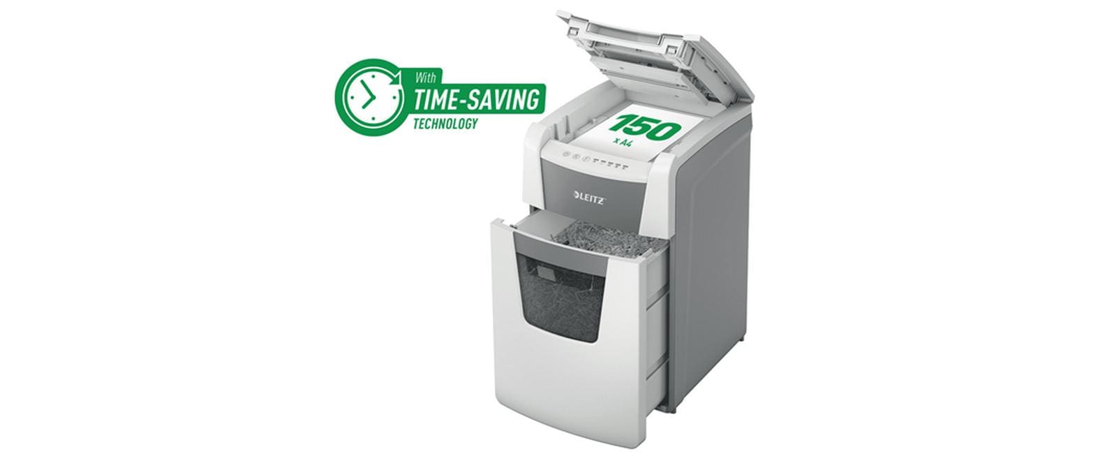 Leitz bürogeräte Leitz IQ Autofeed Office150 – Aktenvernichter mit Autofeed 150 Blatt, DIN P-5, Mikroschnitt 2 × 15 mm, 44 l