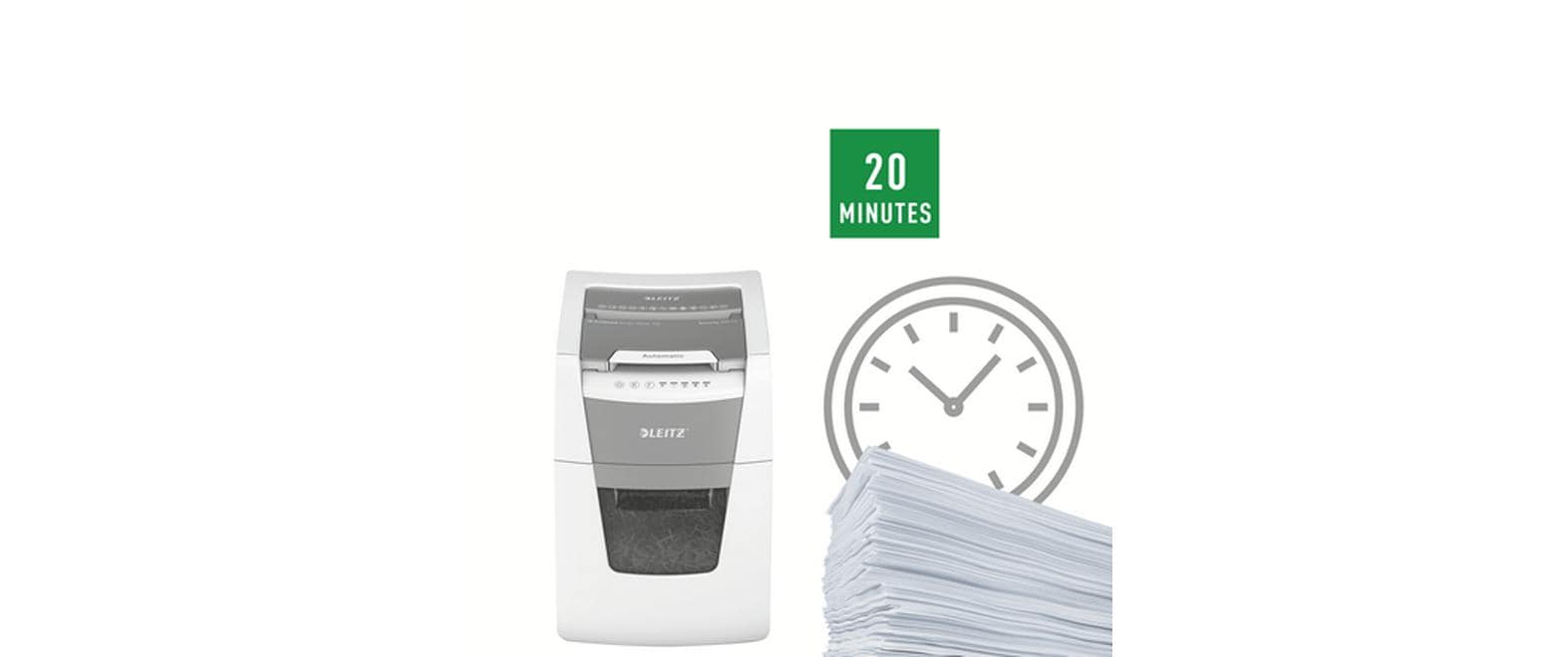 Leitz bürogeräte Leitz IQ Autofeed Office100 – Aktenvernichter mit Autofeed 100 Blatt, DIN P-4, Partikelschnitt 4 × 28 mm, 34 l