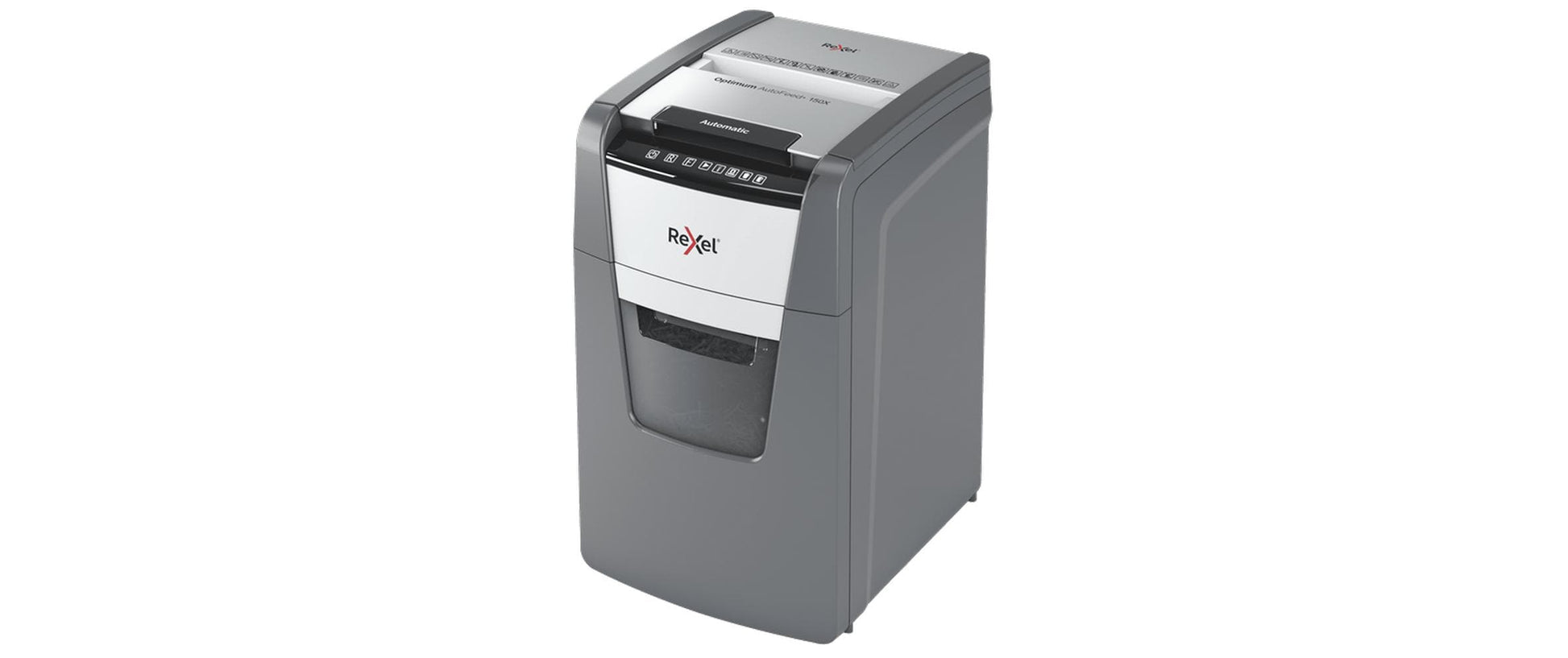 Rexel Optimum AutoFeed+ 150X – Aktenvernichter mit Autofeed 150 Blatt, DIN P-4, Partikelschnitt 4 × 28 mm, 44