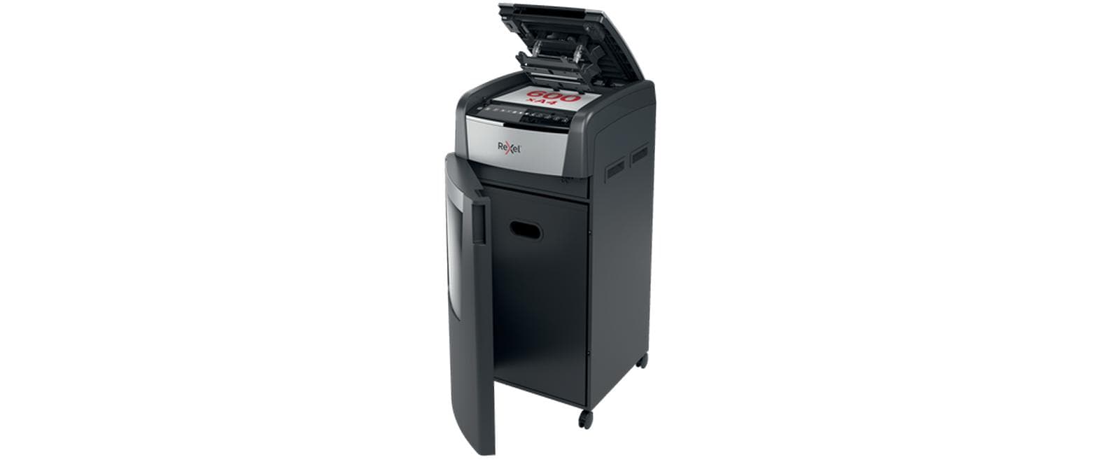 Rexel Optimum AutoFeed+ 600X – Aktenvernichter mit Autofeed 600 Blatt, DIN P-4, Partikelschnitt 4 × 36 mm, 15