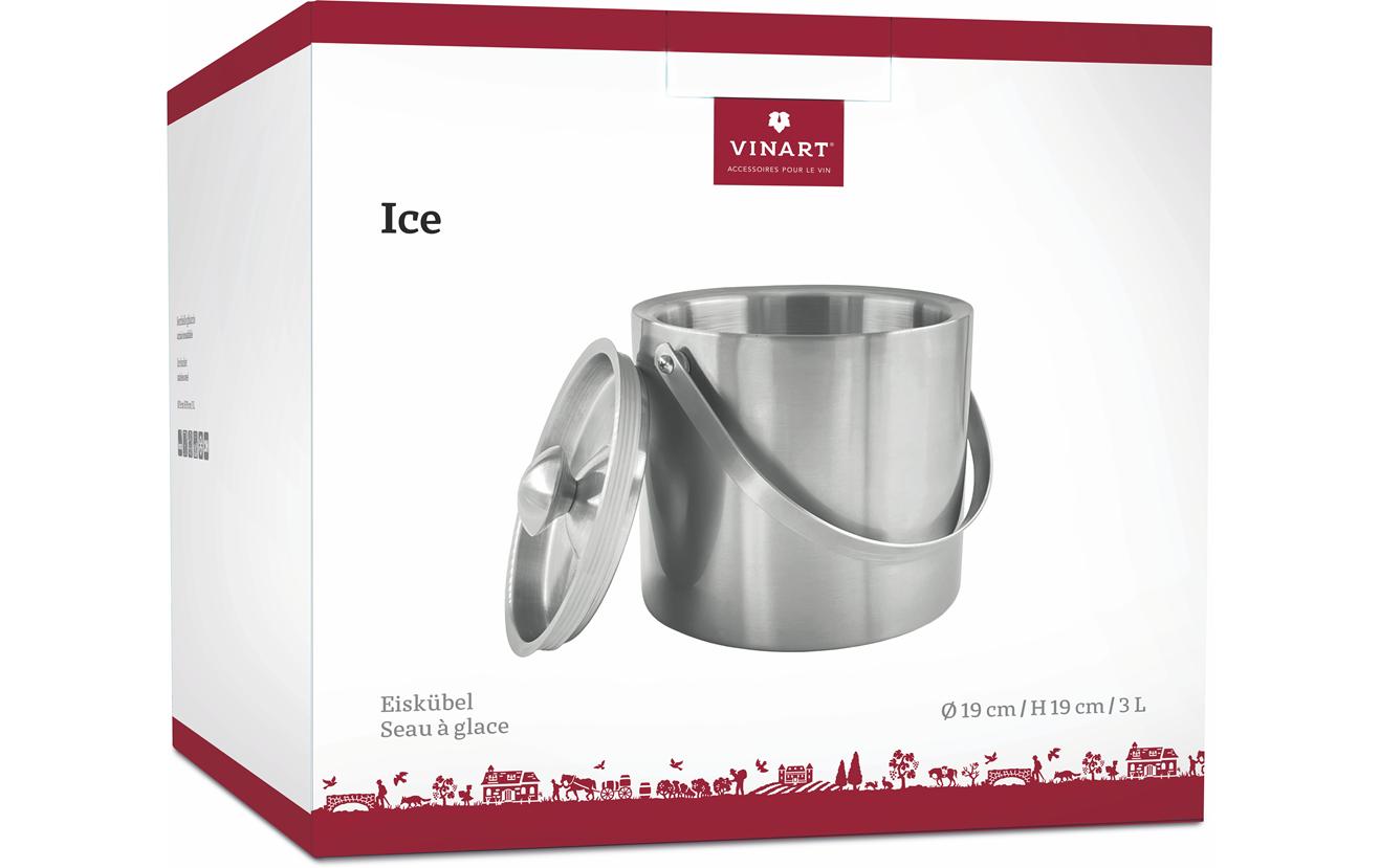 Vinart Weinkühler – 3 l, Ø 19 × 19 cm, Aluminium, doppelwandig, mit Griffen, Deckel, spülmaschinenfest