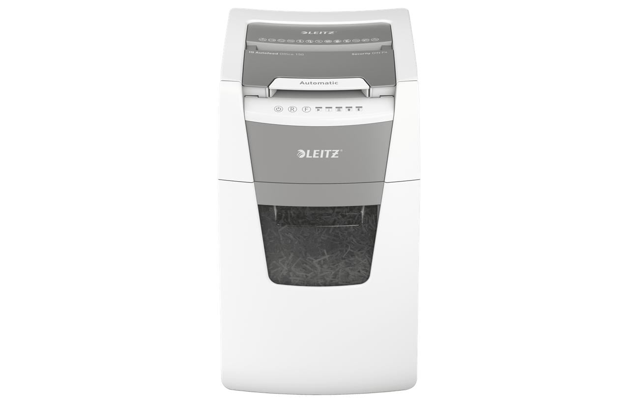 Leitz bürogeräte Leitz IQ Autofeed Office150 – Aktenvernichter mit Autofeed 150 Blatt, DIN P-4, Partikelschnitt 4 × 28 mm, 44 l