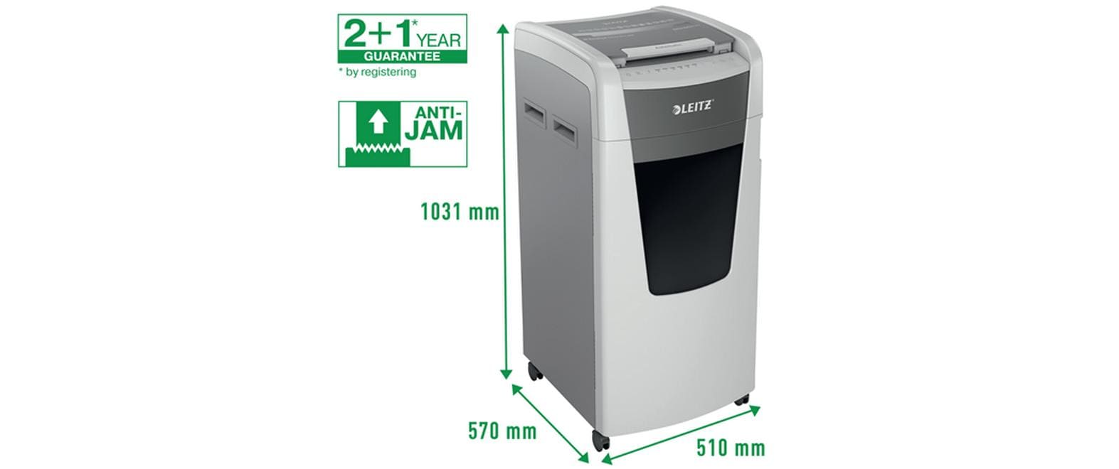 Leitz bürogeräte Leitz IQ Autofeed Office600 – Aktenvernichter mit Autofeed 600 Blatt, DIN P-4, Partikelschnitt 4 × 30 mm, 110