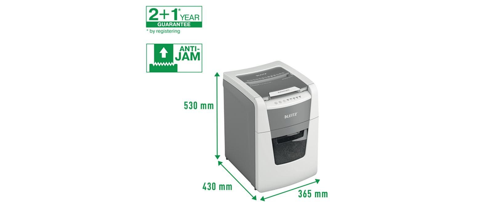 Leitz bürogeräte Leitz IQ Autofeed Office100 – Aktenvernichter mit Autofeed 100 Blatt, DIN P-4, Partikelschnitt 4 × 28 mm, 34 l