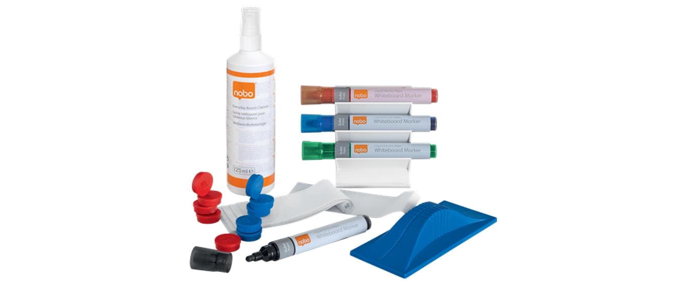 Nobo Starter-Kit, inkl. Marker, Wischer, Reiniger – für Whiteboards