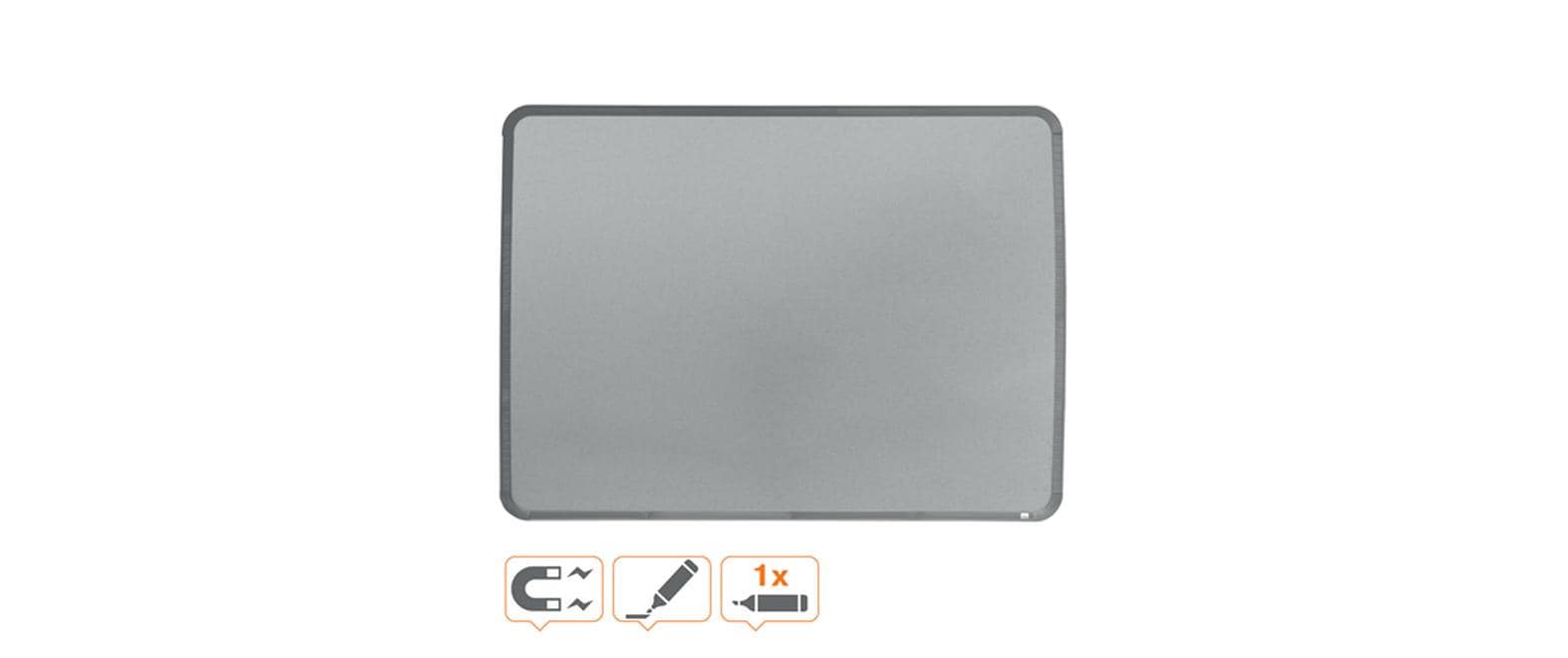 Nobo Whiteboard – 58 × 43 cm, magnetisch, Kunststoffrahmen, silber, Wandmontage
