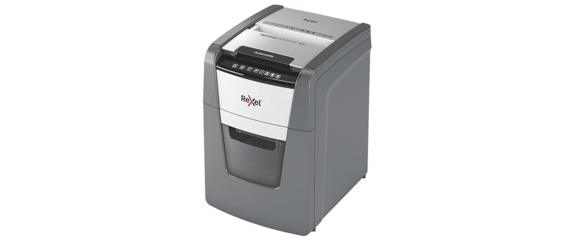 Rexel Optimum AutoFeed+ 90X – Aktenvernichter mit Autofeed 90 Blatt, DIN P-4, Partikelschnitt 4 × 28 mm, 34 l