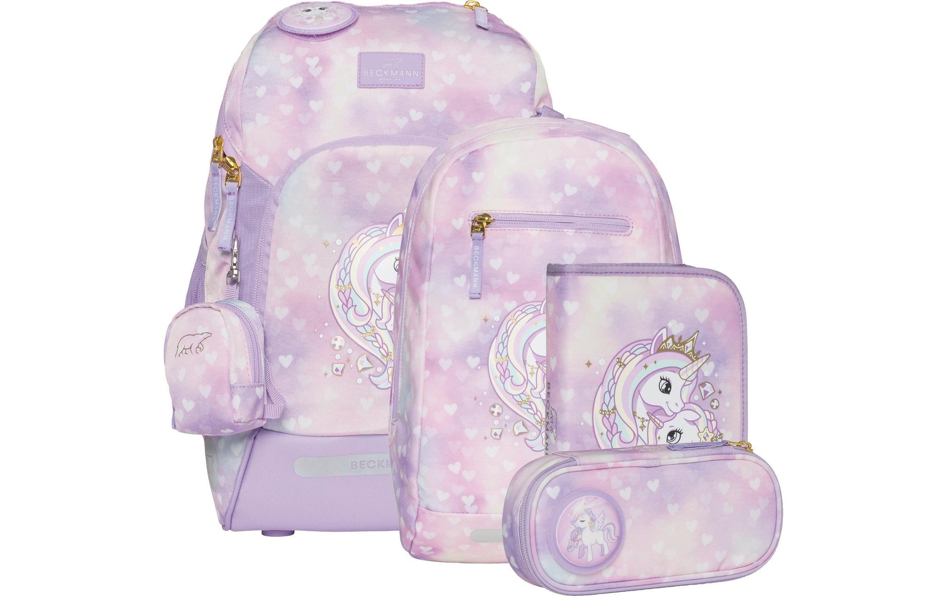 Beckmann Active Air FLX – Schulrucksack-Set 6-teilig, Unicorn Princess, 25 l, 22×39×26 cm