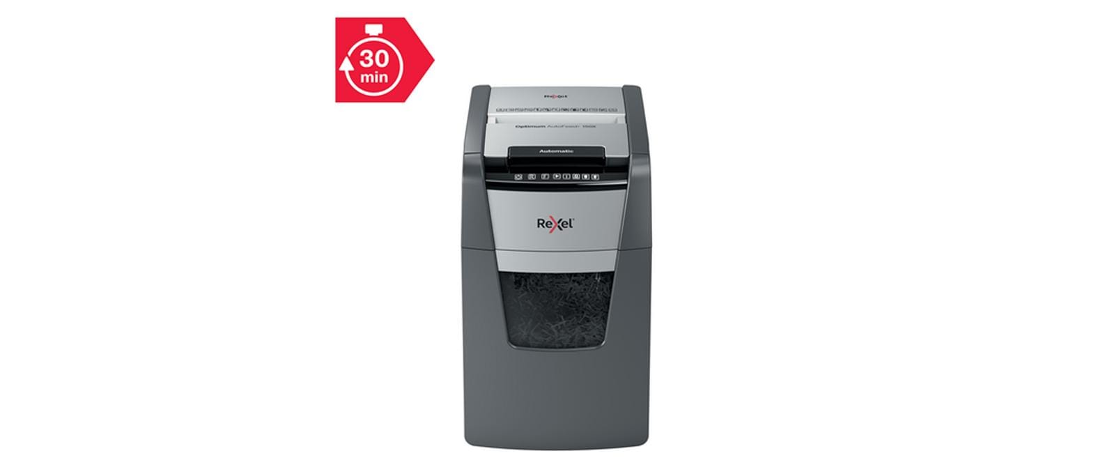Rexel Optimum AutoFeed+ 150X – Aktenvernichter mit Autofeed 150 Blatt, DIN P-4, Partikelschnitt 4 × 28 mm, 44