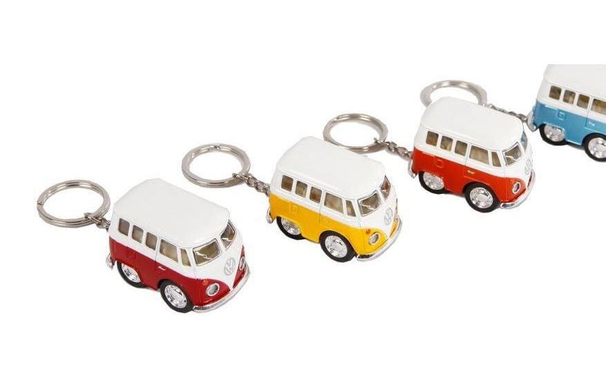 ROOST Schlüsselanhänger VW Bus – Pull-Back, Sortiert, 50 × 30 × 30 mm