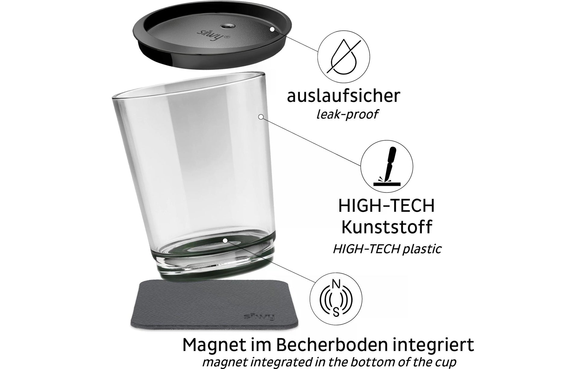 Silwy Trinkbecher S025-1507-1 – 250 ml, Kunststoff, Grau, BPA-frei