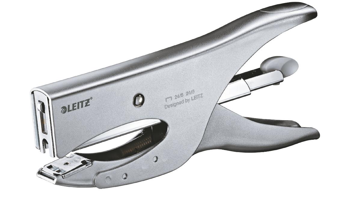 Leitz 5549 – Heftzange, 40 Blatt, für 24/6, 24/8, Hinterlademechanik, Einlegetiefe 70 mm, silber