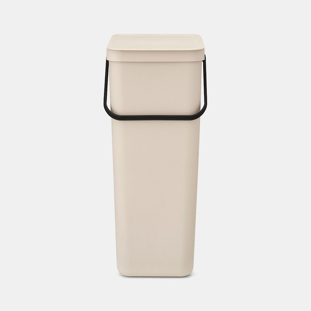 Brabantia Recyclingbox Sort & Go – 40 l – Kunststoff, rechteckig – Beige – mit Deckel, mit Griff