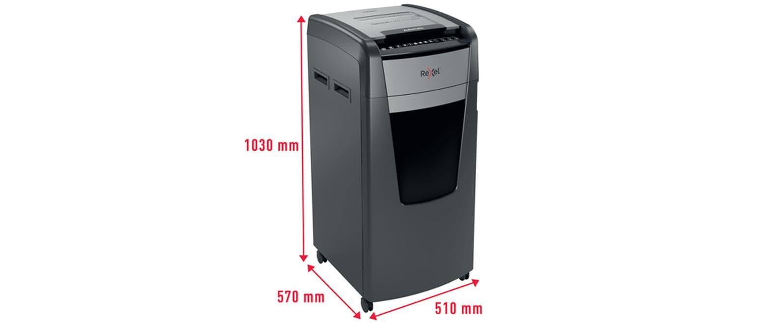 Rexel Optimum AutoFeed+ 600X – Aktenvernichter mit Autofeed 600 Blatt, DIN P-4, Partikelschnitt 4 × 36 mm, 15