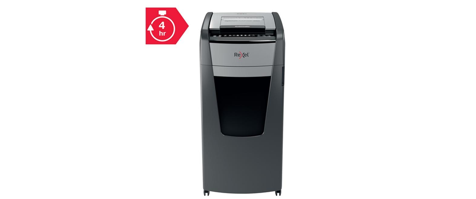 Rexel Optimum AutoFeed+ 600X – Aktenvernichter mit Autofeed 600 Blatt, DIN P-4, Partikelschnitt 4 × 36 mm, 15