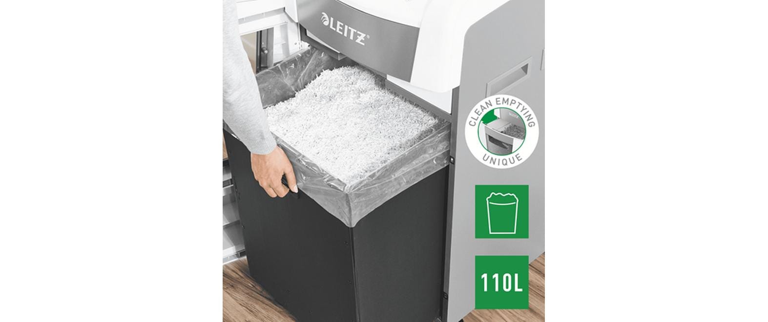 Leitz bürogeräte Leitz IQ Autofeed Office600 – Aktenvernichter mit Autofeed, DIN P-5, Mikroschnitt 2 × 15 mm, 100 Blatt, 34 l
