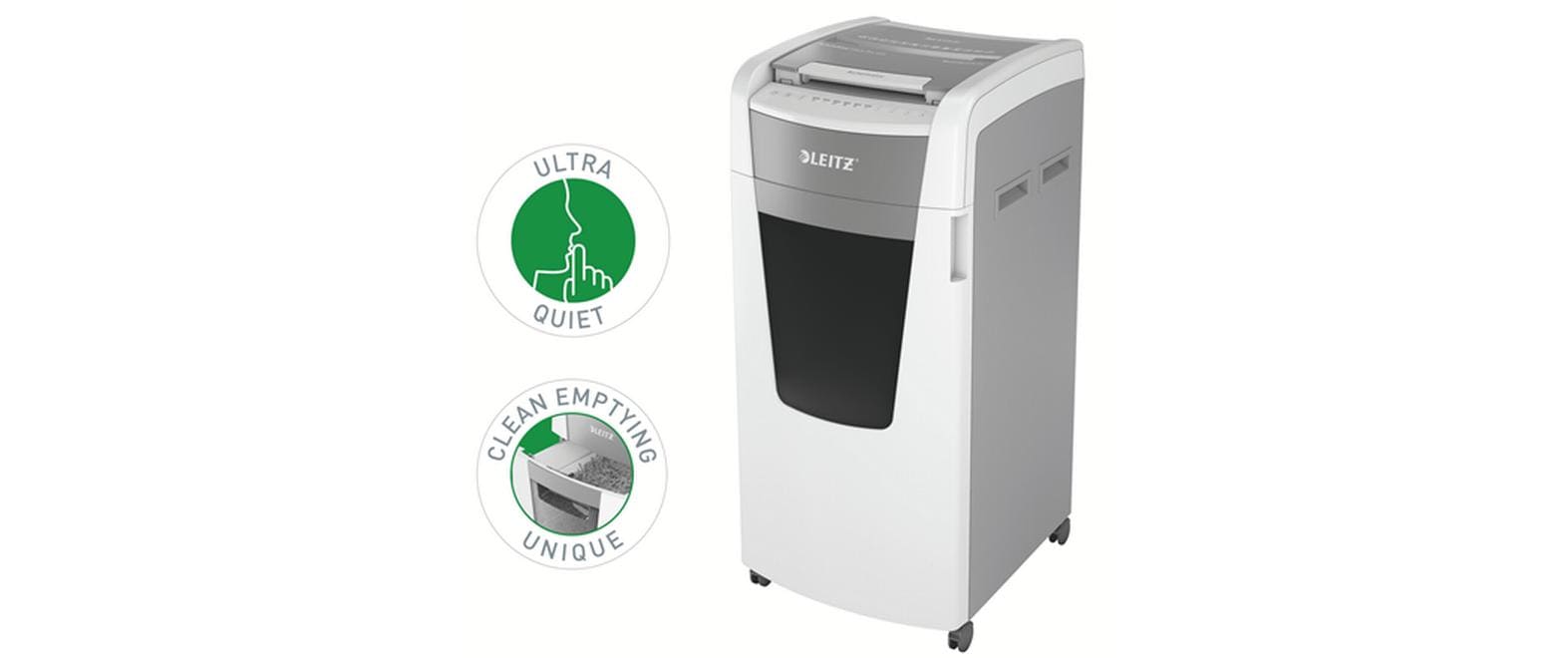 Leitz bürogeräte Leitz IQ Autofeed Office600 – Aktenvernichter mit Autofeed 600 Blatt, DIN P-4, Partikelschnitt 4 × 30 mm, 110