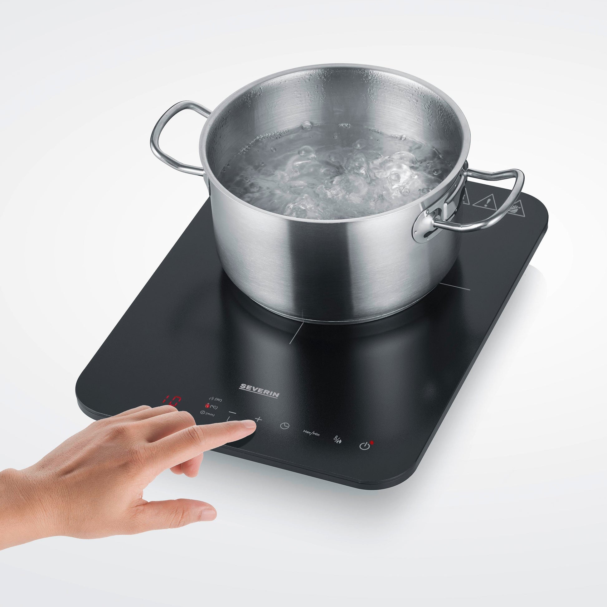 Severin Induktionskochplatte KP 1032 – 2000 W, Ø 22 cm, 60–240 °C, Glaskeramik – Schwarz/Grau