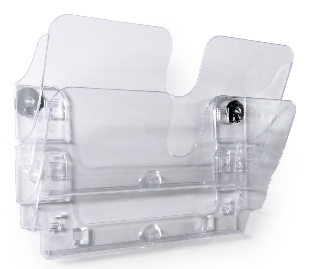 Durable Wandprospekthalter Flexiplus 2 – für A4 – 2 Fächer – Querformat – magnetisch – transparent