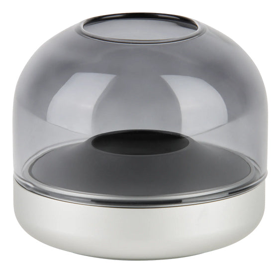 Kooduu Windlicht – Aluminium & Glas, silber – Ø 9,4 × 8,1 cm
