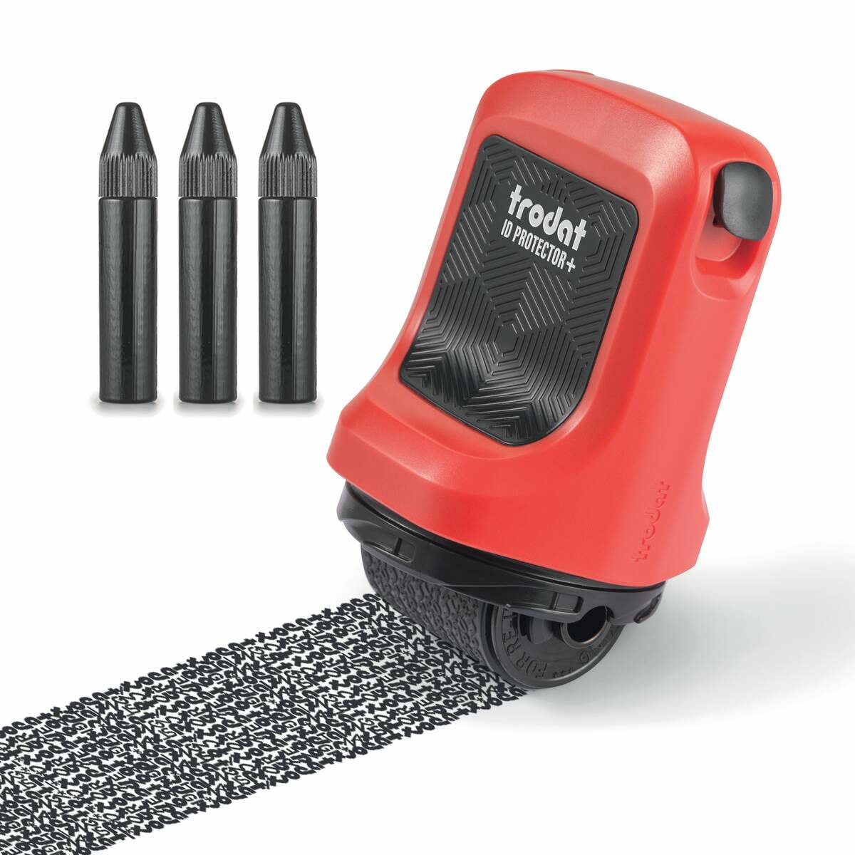 Trodat Adressschutz-Roller ID Protector – inkl. 3 Nachfülltinten (Schwarz, Feuerrot)
