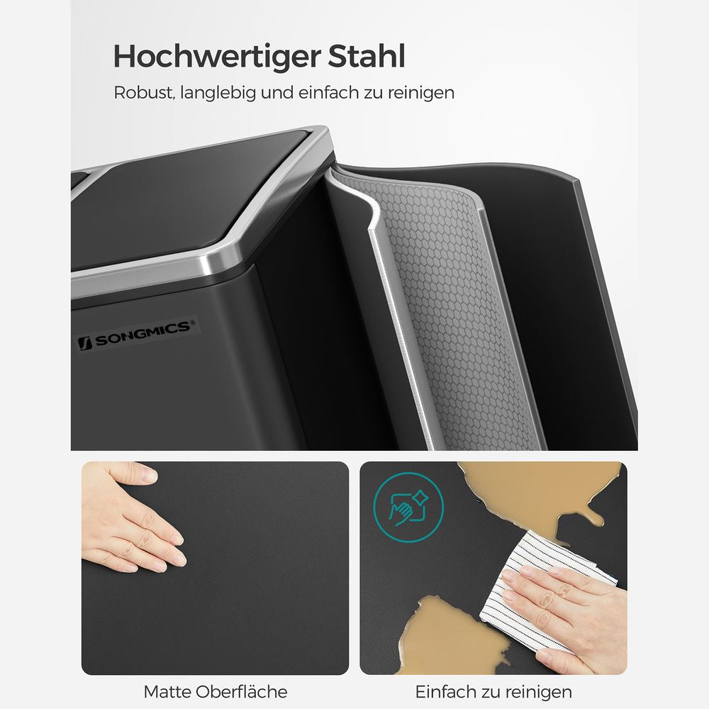 Songmics Systempapierkorb – 54 l – Stahl, Schwarz – B × H × T 615 × 560 × 315 mm