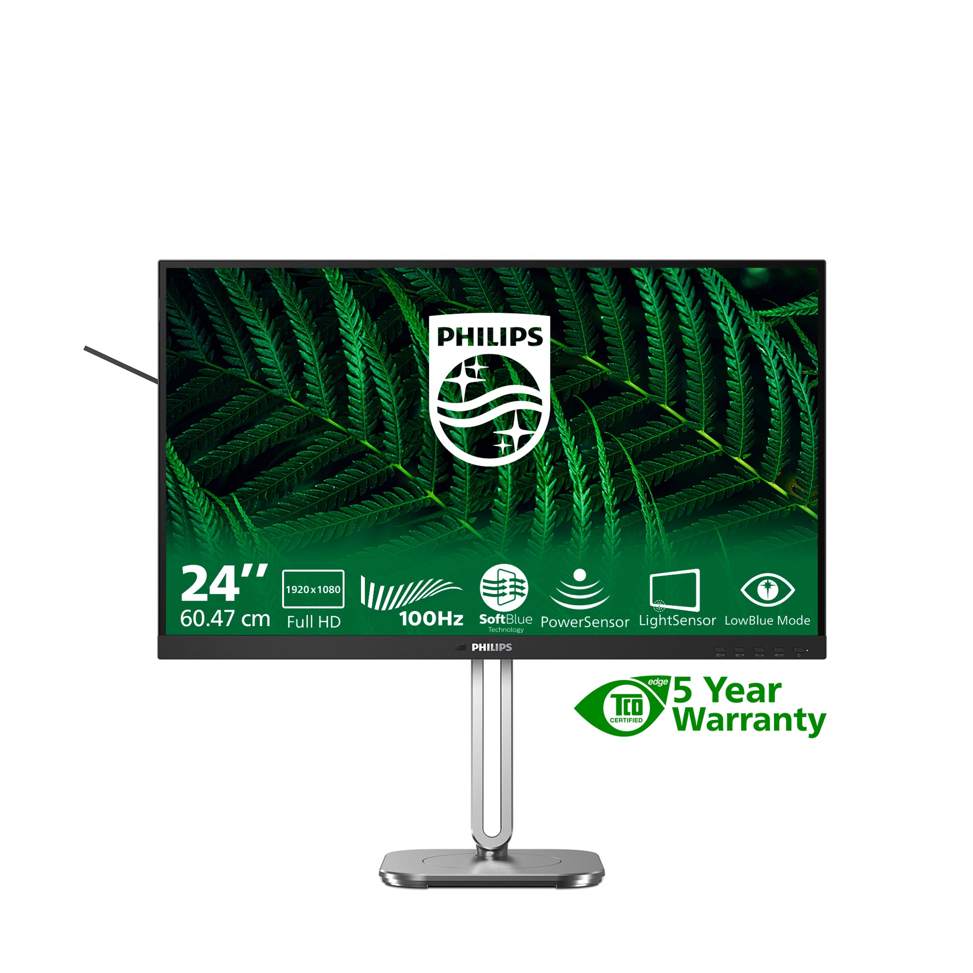 Philips 24B2G5200/00 – Monitor, 23,8" 1920 × 1080 (Full HD), IPS, 100 Hz, 300 cd/m², VESA 100 × 100, Grau