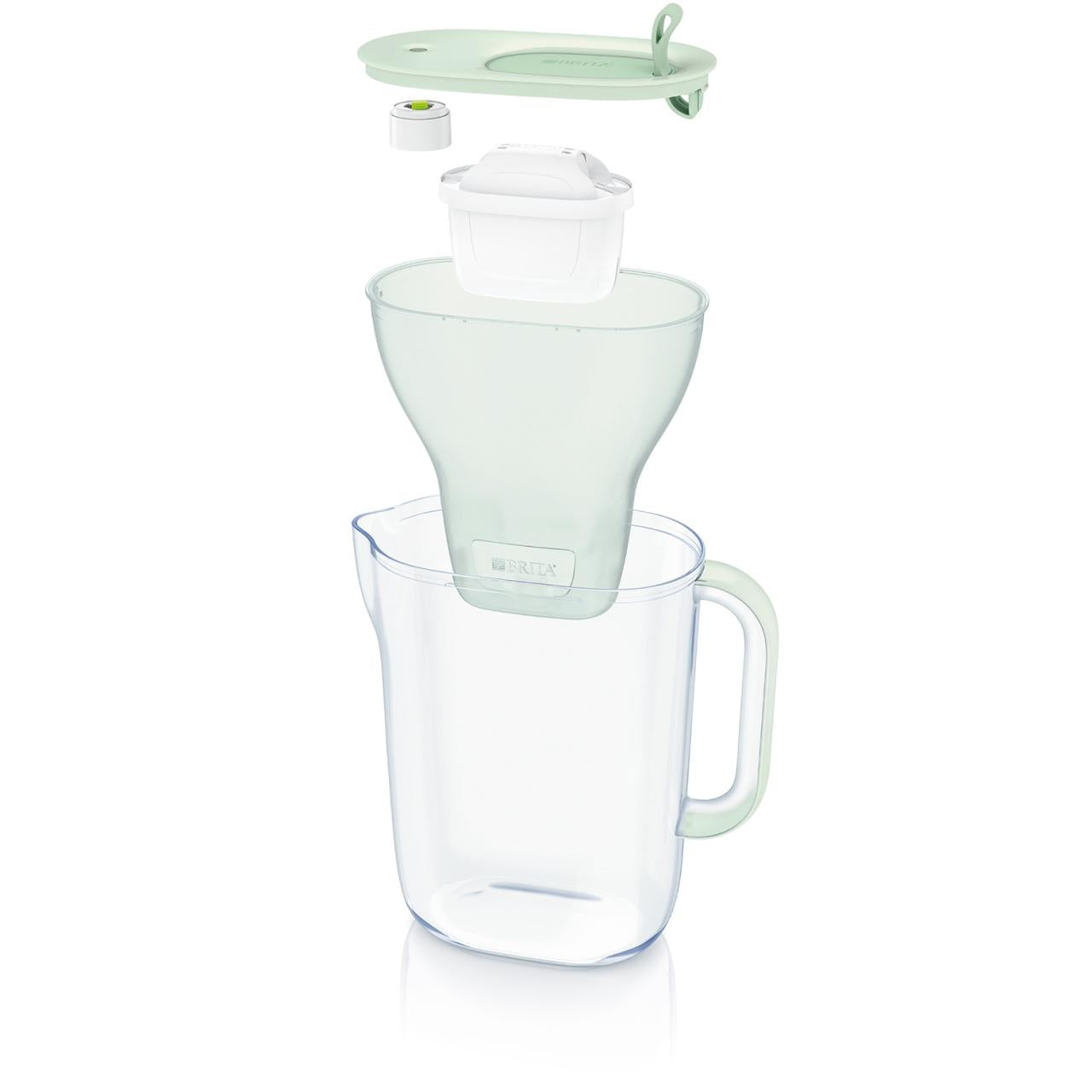 BRITA Style Eco Gletscher – Wasserfilter-Kanne 1,4 l, Filterwechselanzeige, Kunststoff, Hellblau