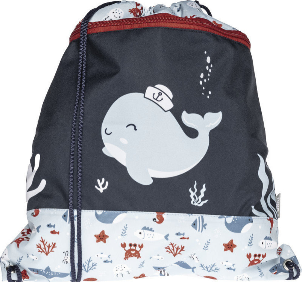 Funki Sportbeutel – 12 l, Wal-Motiv, wasserabweisend, 36 × 42 cm