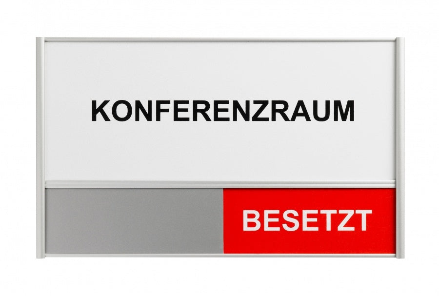 BEREC Besetzungsanzeige Frei/Besetzt – 180 × 108 mm, Aluminium, Grau