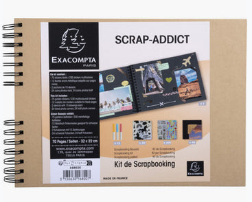Exacompta Scrap Addict – Scrapbooking-Set – Fotoalbum 32 × 22 cm – inkl. 12 Metallic-Marker, 300 Sticker