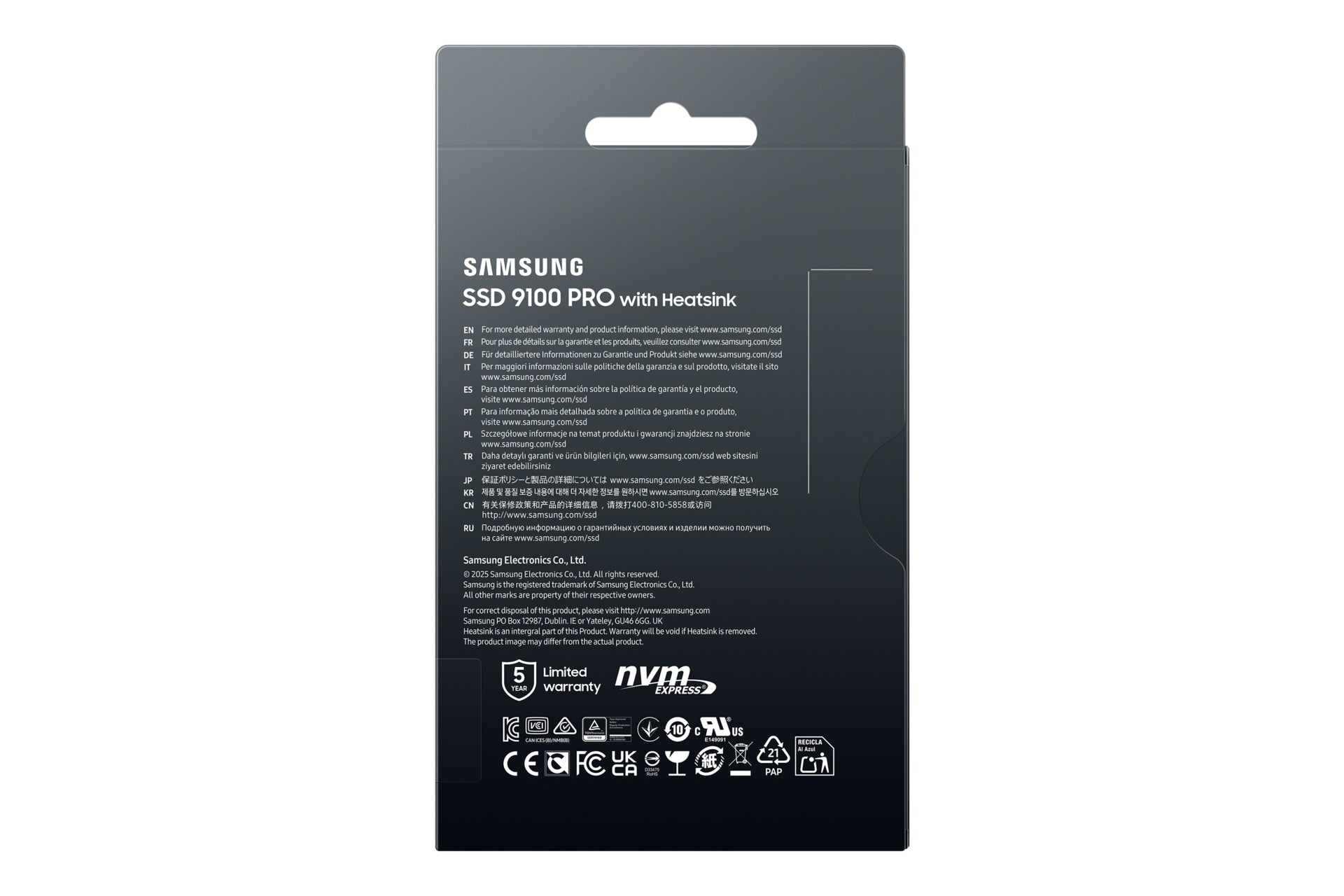 Samsung 9100 PRO – M.2 2280, PCIe 5.0 NVMe 2.0, 4 TB, 14'800/13'400 MB/s Lesen/Schreiben