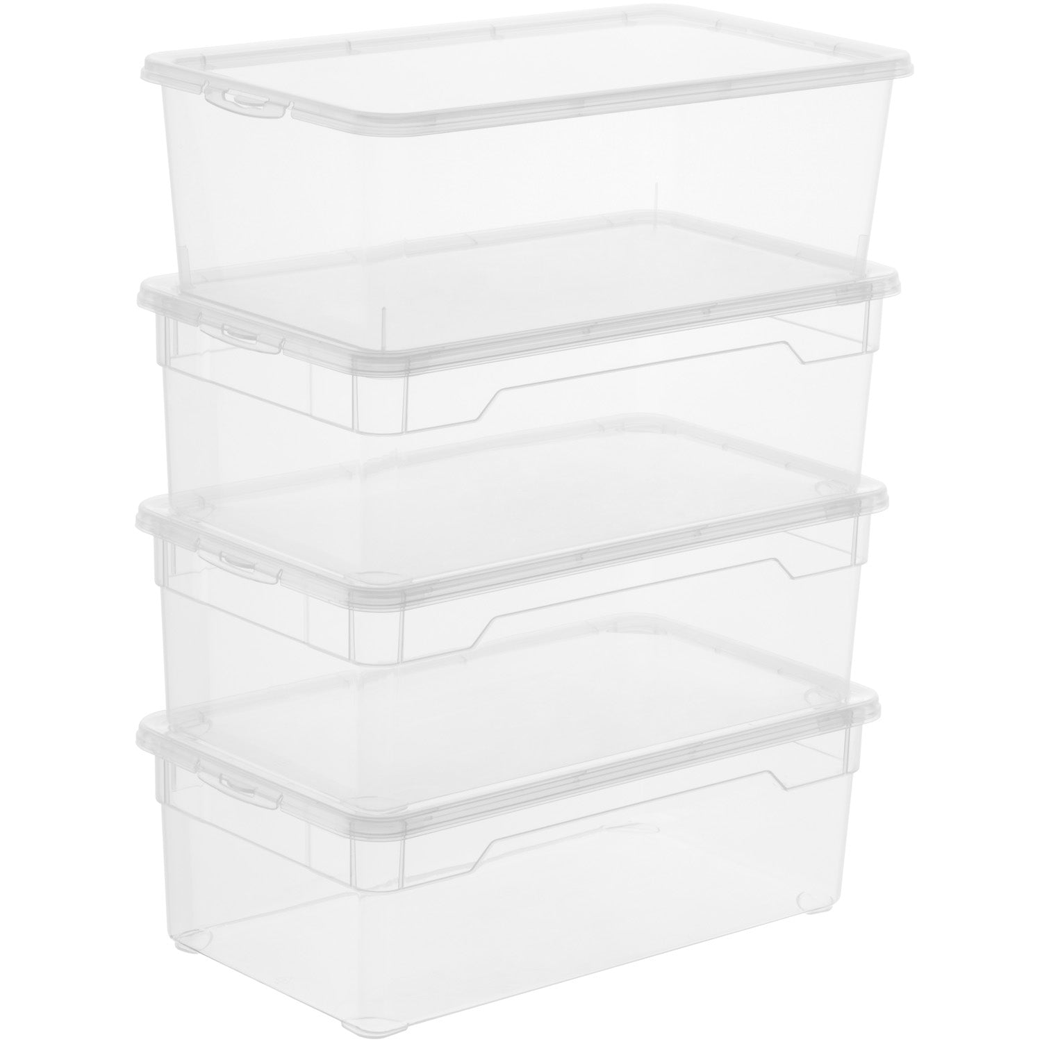 Rotho CLEAR Aufbewahrungsbox Rechteckig 5 l 190 × 330 × 240 mm Kunststoff, Transparent – mit Deckel – 4er-Set